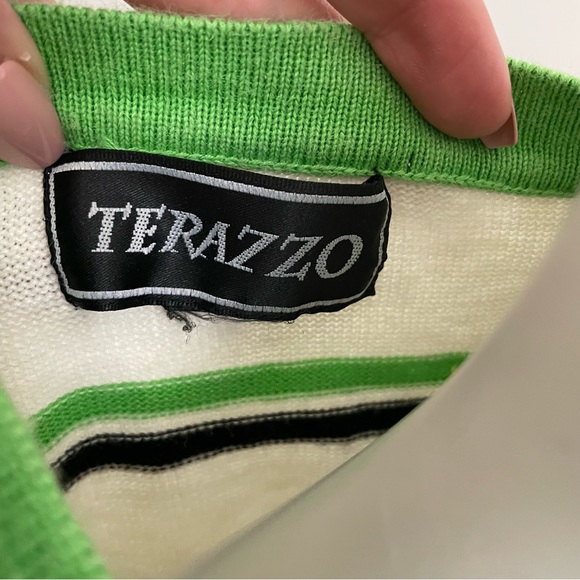 TERAZZO Pineapple Embroidered Beaded Yellow Green Cardigan Sweater - Picture 8 of 9